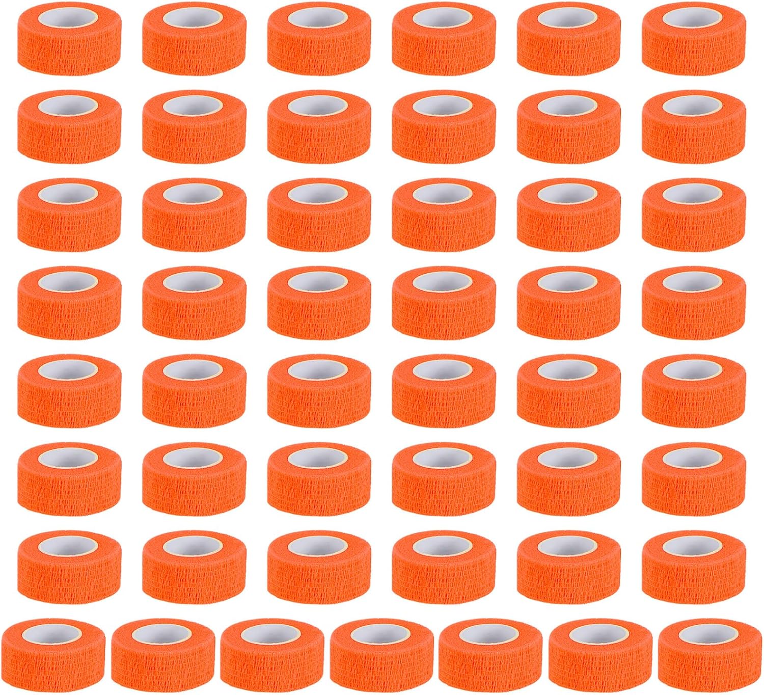 PATIKIL Self Adhesive Bandage Wrap 177" x 1", 50 Pcs Elastic Self Adherent Self Breathable Wrap Tape for Sport Stretch Athletic Wrist Ankle Outdoor Tape, Bright Orange