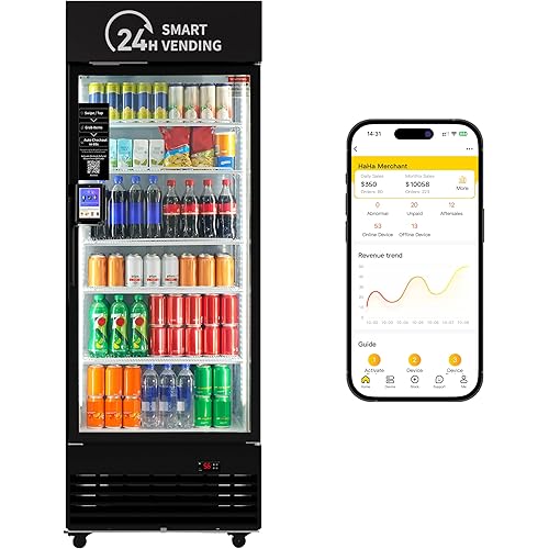 Vending Machine Combo,Smart Refrigerated Vending Machine with Touch Card Reader US440 (Black, Plus)