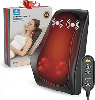 COMFIER Back Neck Massager with Heat, Shiatsu Lower Back Massager for Pain,4D Deep Tissue Electric Massage Pillow for Office Home Use, Gifts for Women Men
