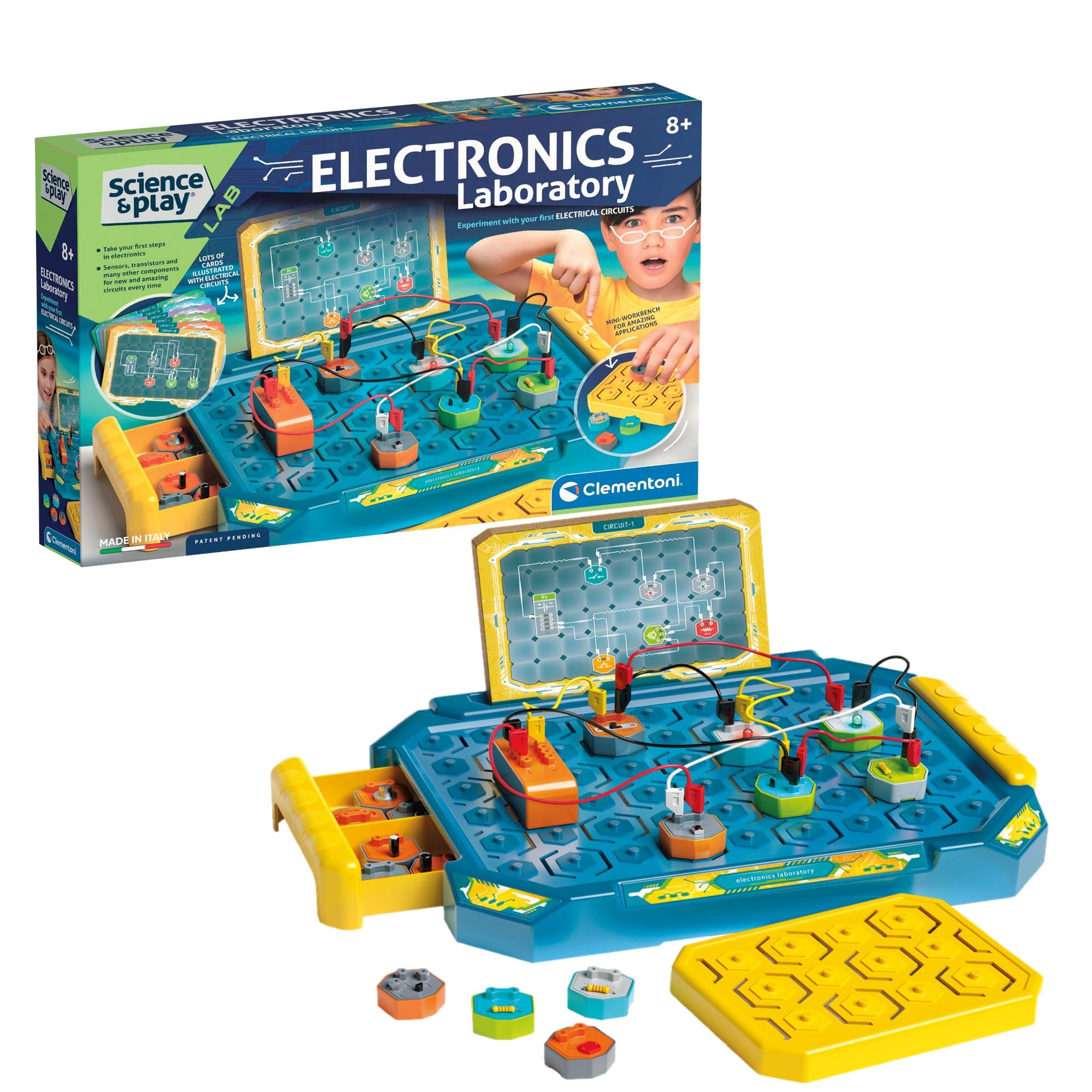 ClementoniScience & Play: Electronic Lab Kit for Kids, Educational STEM Experiment Set for Learning Electronics and Circuitry, Build, Experiment, and Discover Science in a Fun Way (8+ Years)