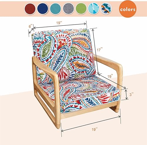 Miniatura 6 de JMGBird Juego de cojín copetudo para asiento y respaldo para exteriores, cojín para silla de asiento profundo para interiores, 22 x 22 pulgadas