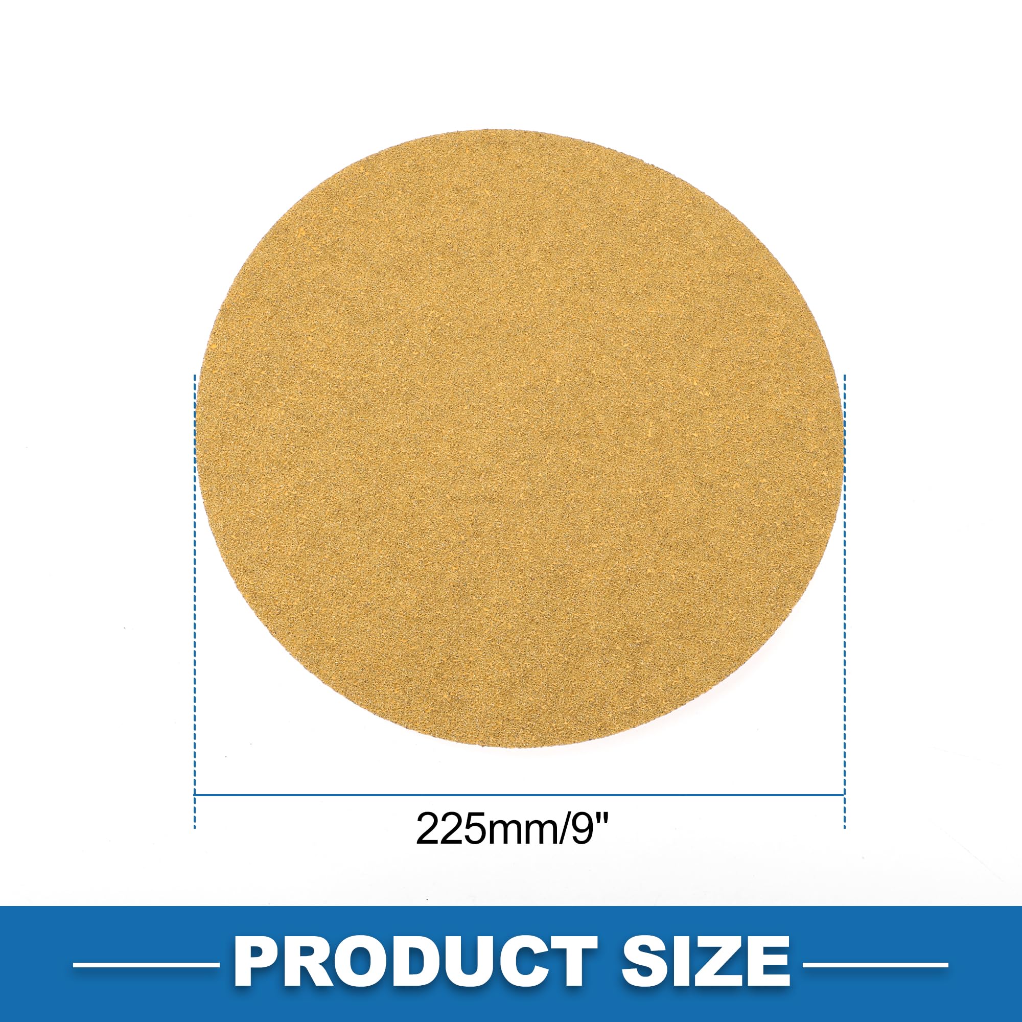 A ABSOPRO Sanding Discs 9 Inch 40 Grit Round Hook and Loop Sandpaper Kraft Paper Yellow 25 Pcs, 225mm/9" - Image 4
