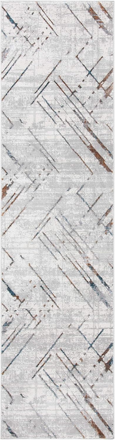 SAFAVIEH Sonoma Collection 2'2" x 9' Ivory/Grey SON376A Modern Abstract Distressed Runner Rug