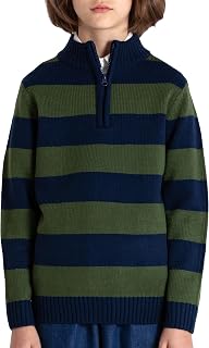 Boys Sweater Kids Quarter Zip Sweater Casual Boy Striped Pullover Long Sleeve Knit Sweater Size 6-12