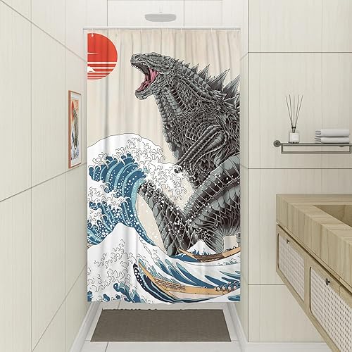 Miniatura 10 de DESIHOM Juego de cortinas de ducha divertidas, divertidas cortinas de ducha de monstruo de anime para baño, decoración de baño asiática, japonesa,
