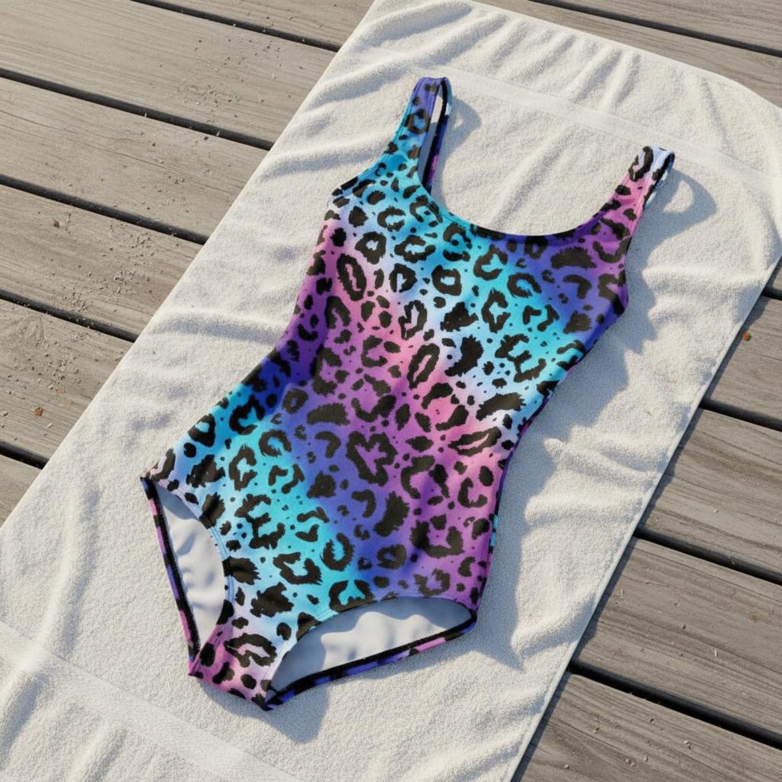 SNAPPSY Feline Print Single-Piece Swimsuit Alluring Exotic Print Monokini Gradient Color Bodysuit Flattering U-Neck Single-Piece, M, Xg202-1010-picture-20