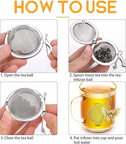 Miniatura 4 de 3 juegos de infusores de té sueltos más empinados para té suelto, infusor de hojas de té 3D, difusor de té con colgante de mariposa 3D para té