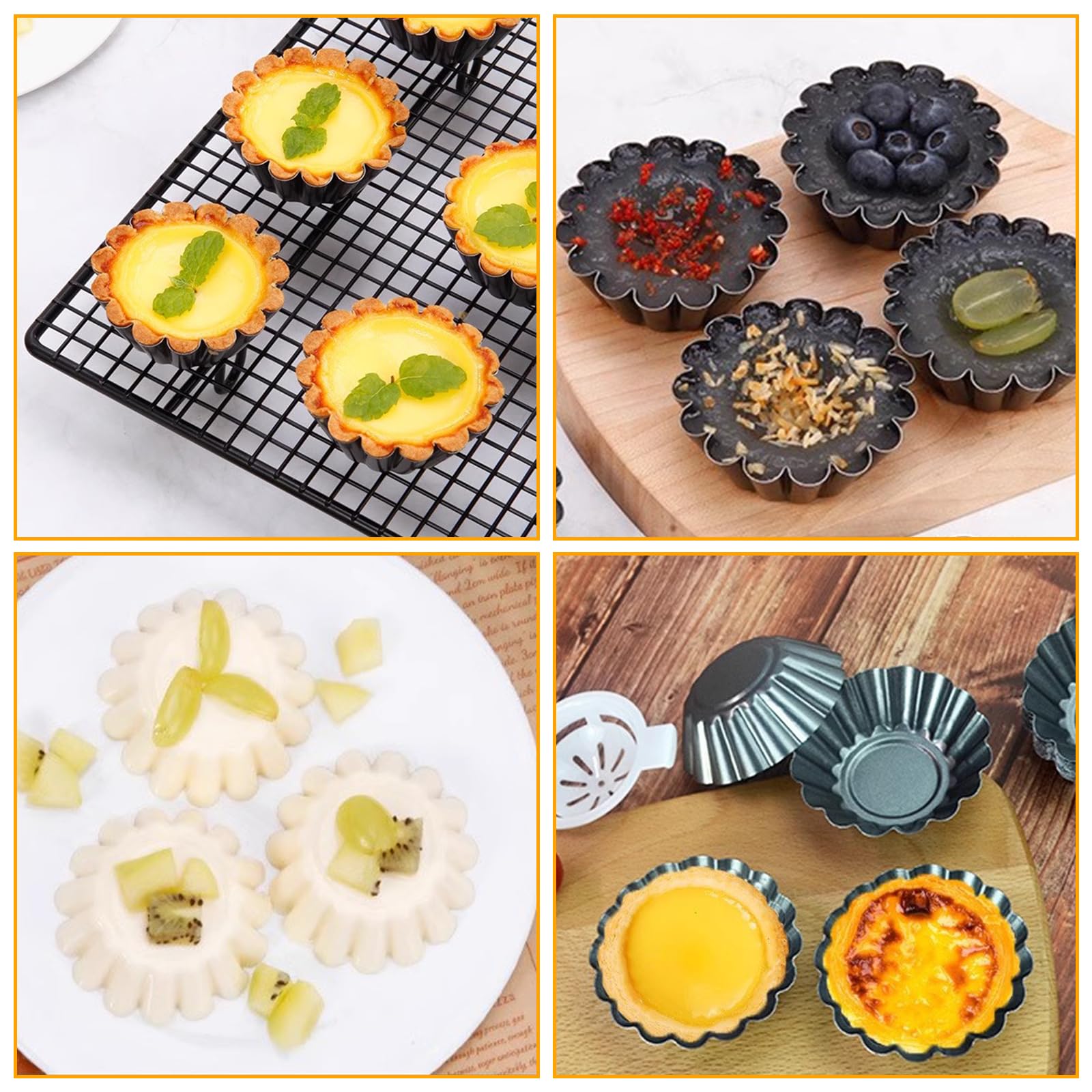 Lot de 20 Moules à Tartelettes, Moule Tartelette et Moule à Tarte aux Œufs en Acier au Carbone 6,5 cm pour Pâtisserie, Quiche, Cupcakes et Cuisson Maison