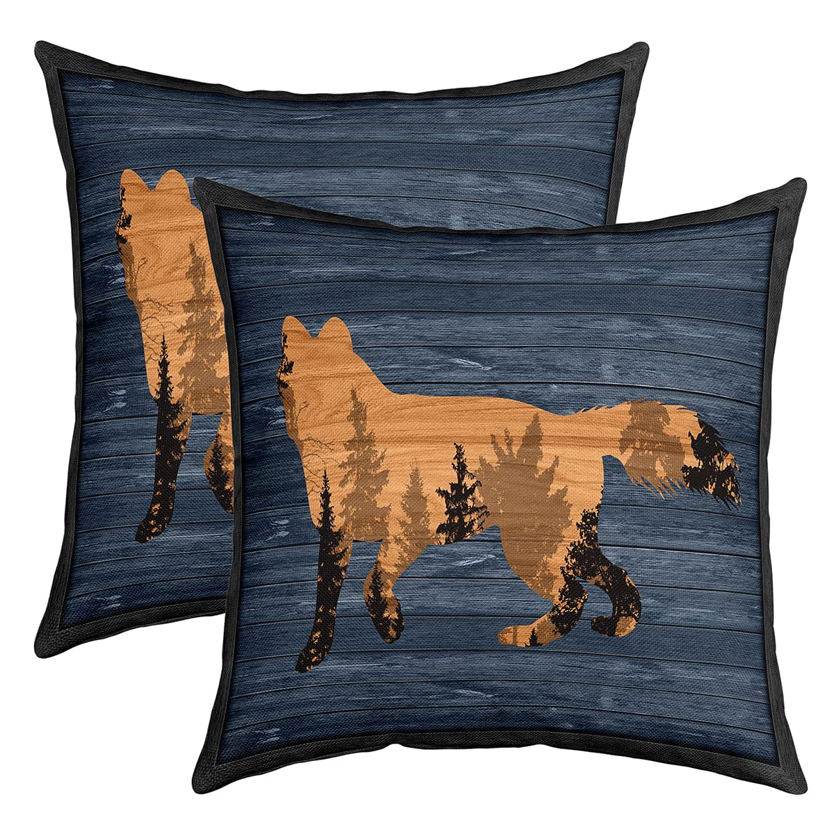 Loussiesd Dog Throw Pillow Covers for Sofa Bed Cute Dog Print Set of 2 B Decorative Pillows Cushion Covers Kawaii Pet Natural Animal Style Blue Brown Pillow Inserts Not Included 18x18 Inch โ image 1