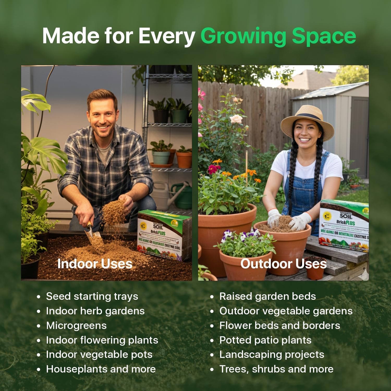 WONDER SOIL | (30 Quarts) The Only Ready to Plant Compressed Coco Coir Fully Loaded with Nutrients | 3-Pack Organic Coco Coir Brick | 3 Bricks Expands to 30 Quarts | Incl Worm Castings & Nutrients