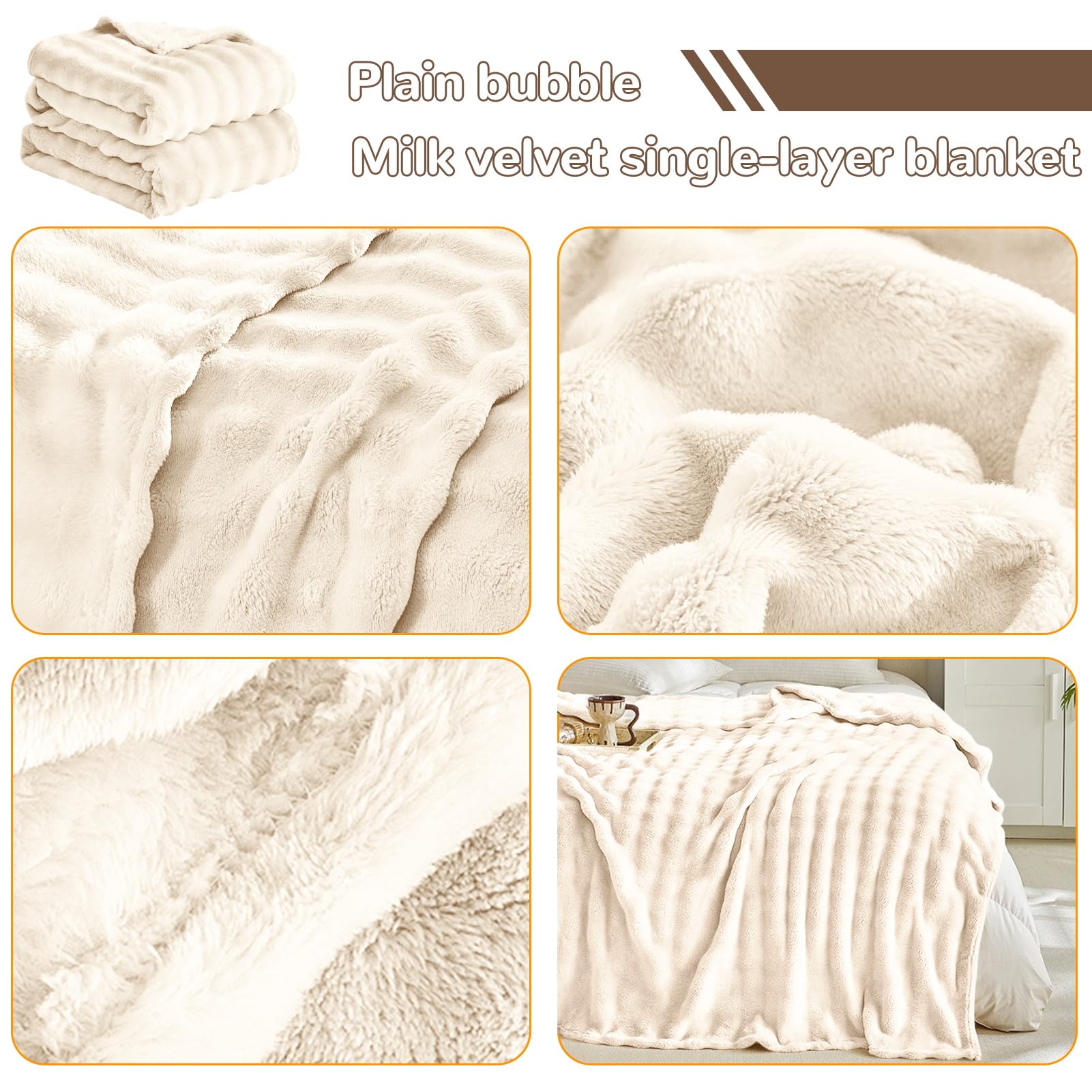 Coperta Pelliccia Coniglio Finta, Morbida Bolla Reversibile in Peluche Caldo Pile Soffice Coperta Per L'inverno Per Camera Letto, Divano, Bambini, Campeggio (Bianco,200 * 220cm)