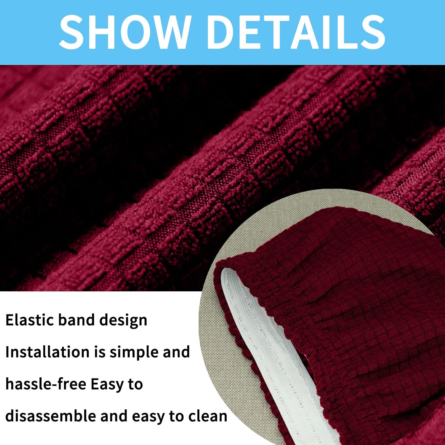 Armchair Covers Removable Spandex Sofa Cover Water Proof Armchairs Slipcover Washable Furniture Protector Elastic for Living Room Bedroom Hotel (2-Piece,Wine Red)