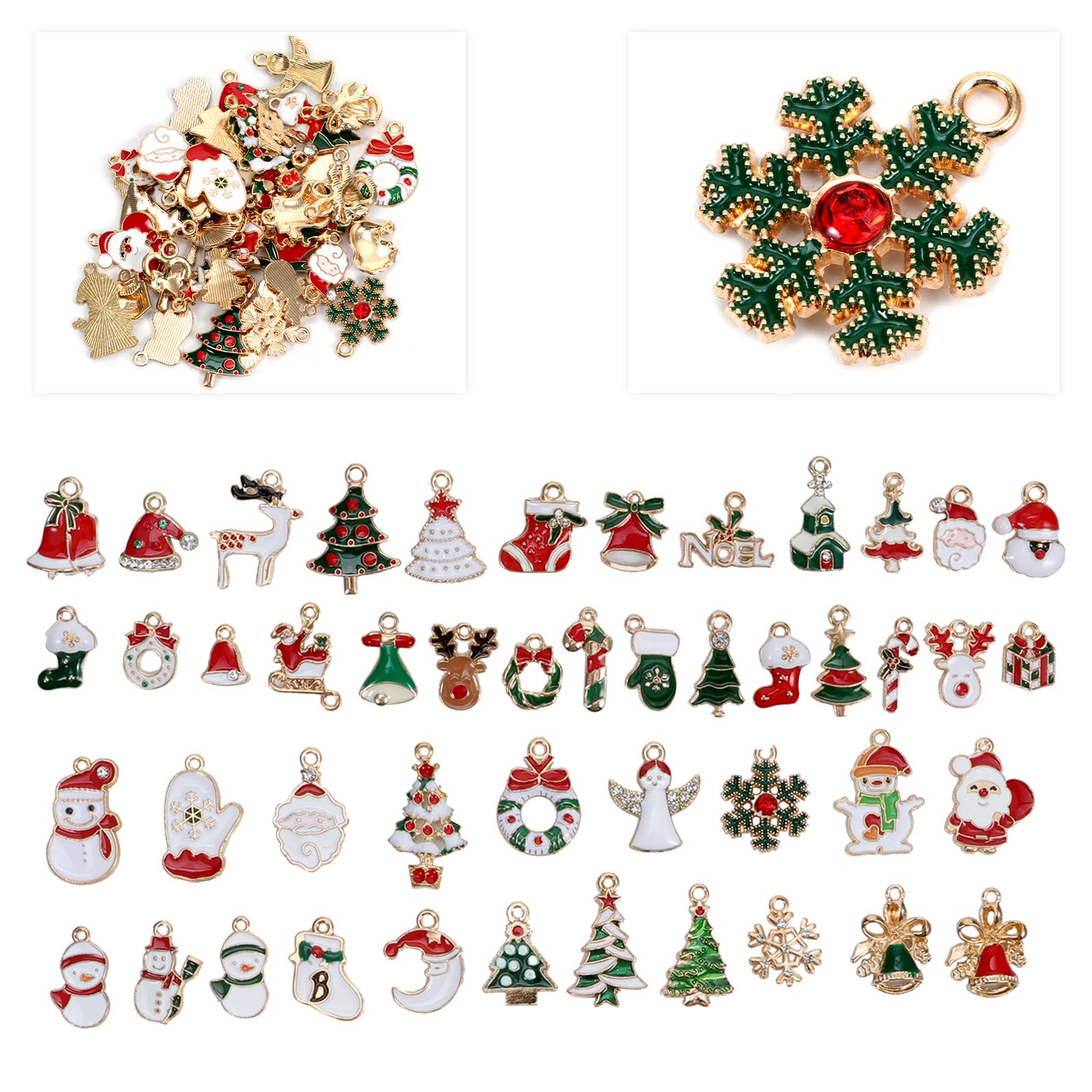 Angoily 150 Pezzi Pendenti in Smaltata Natalizi per Appendere Ciondoli Natale per Bracciali Collane Decorazioni Natale e Accessori Fai da Te per Feste e Regali