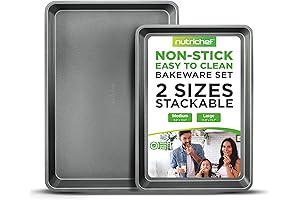 NutriChef Premium Nonstick Baking Sheet Set, Dishwasher Safe