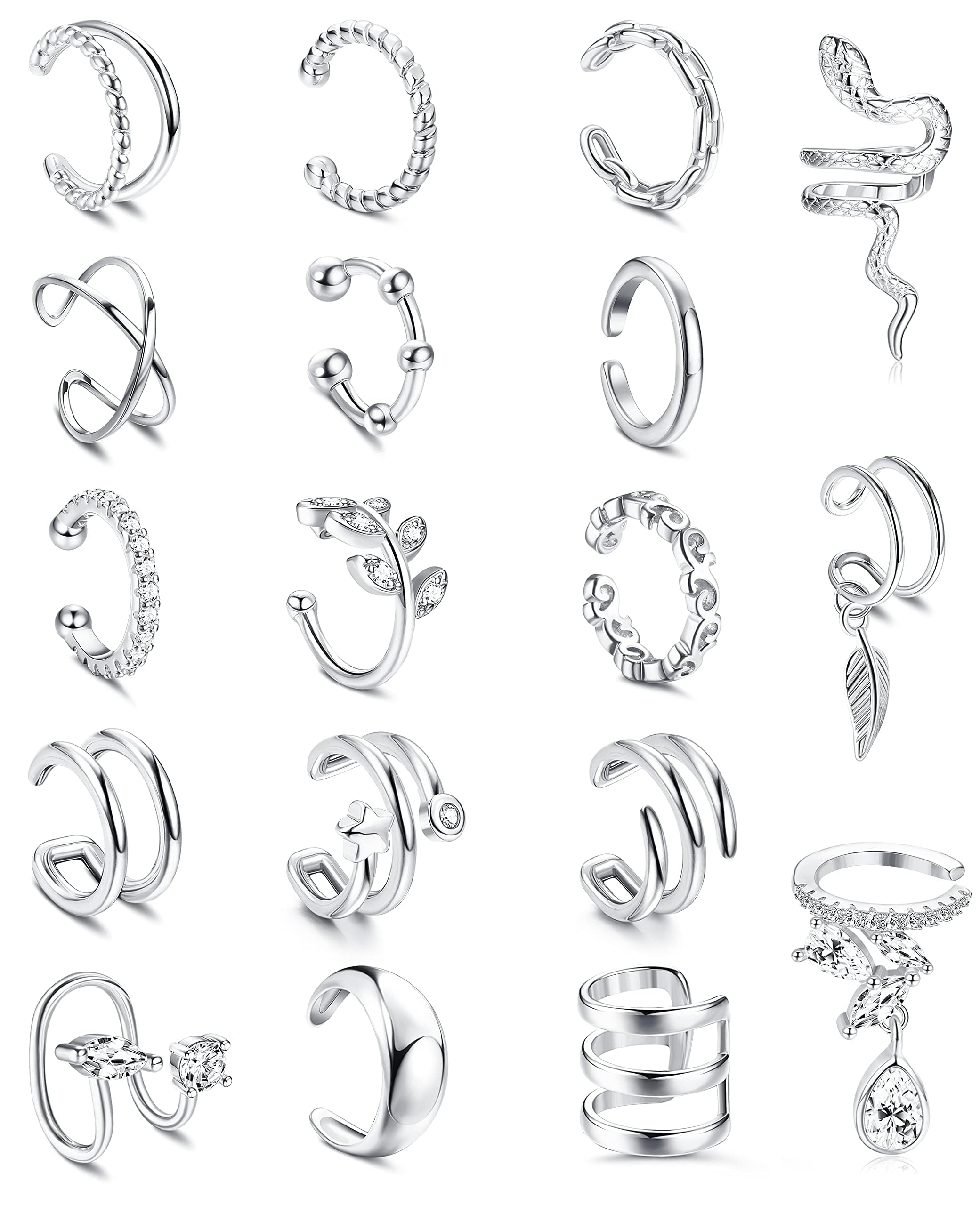 18 Pcs 14K Gold Plated Ear Cuff Set