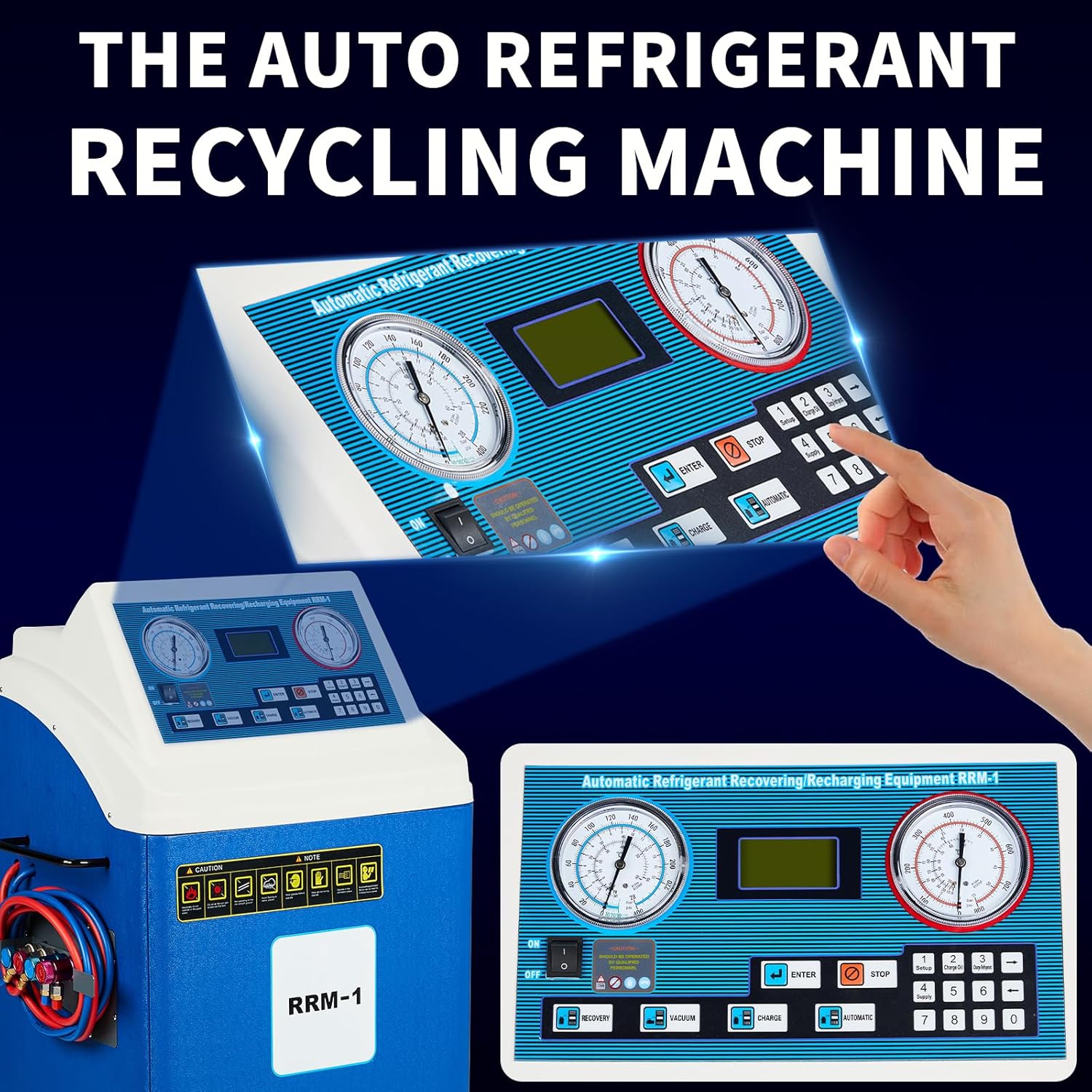Fully Automatic Refrigerant Recovery Machine for R134A & R1234YF, AC Recovery Machine Kit Built in Electronic Scale/Compressor/Recovery Tank, Recovery Machine HVAC Dual Cylinder