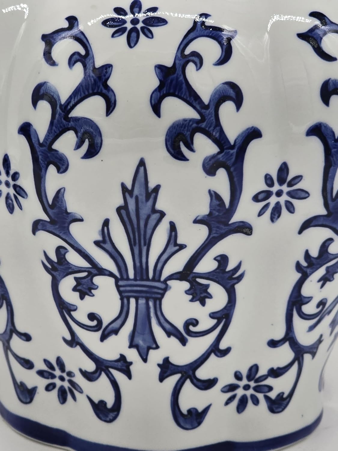 Blue and White Ceramic Porcelain Pumpkin Shape Ginger Jar Decor Chinoiserie Vase, Food Tea Canister Container Storage Ginger Jar for Home Decor, Gift for Thanksgiving Decoration(9)