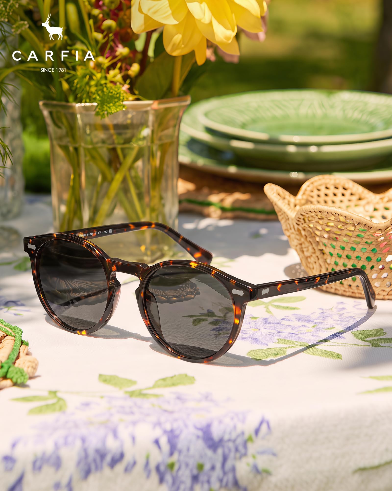Carfia Lunettes de Soleil Femme Polarisées Mode Rétro Vintage la Protection UV 400 pour Conduire Voyager