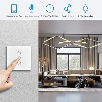 Alexa Roller Shutter Switch WiFi Roller Shutter Switch Smart Blinds Switch with Touch Panel Compatible with Alexa and Google Home App Controllable and Timer Function (2)