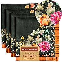 Vista 151 de Maison d' Hermine Servilletas de tela 100% algodón peinado de alta calidad, decorativas, lavables, juego de 4 servilletas para el hogar, cocina