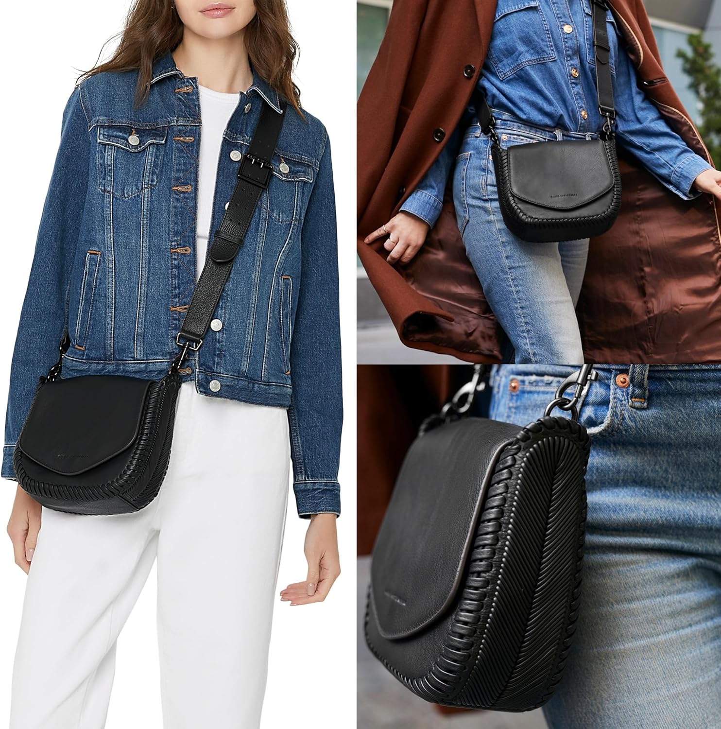 Aimee Kestenberg All For Love Saddle Crossbody Bag for Women - Small Leather Crossbody Purse - Adjustable & Removable Strap