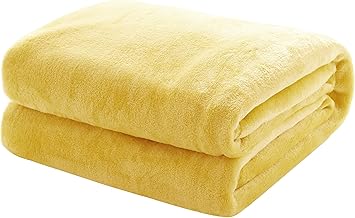 Mixibaby Cuddly Blanket, Fluffy, Extra Soft & Warm Blanket, Flannel Fleece Blanket, Wrinkle-Resistant/Anti-Discolouration, as Sofa Blanket or Bed Throw, Size: 150 cm x 200 cm, Colour: Vanilla Yellow
