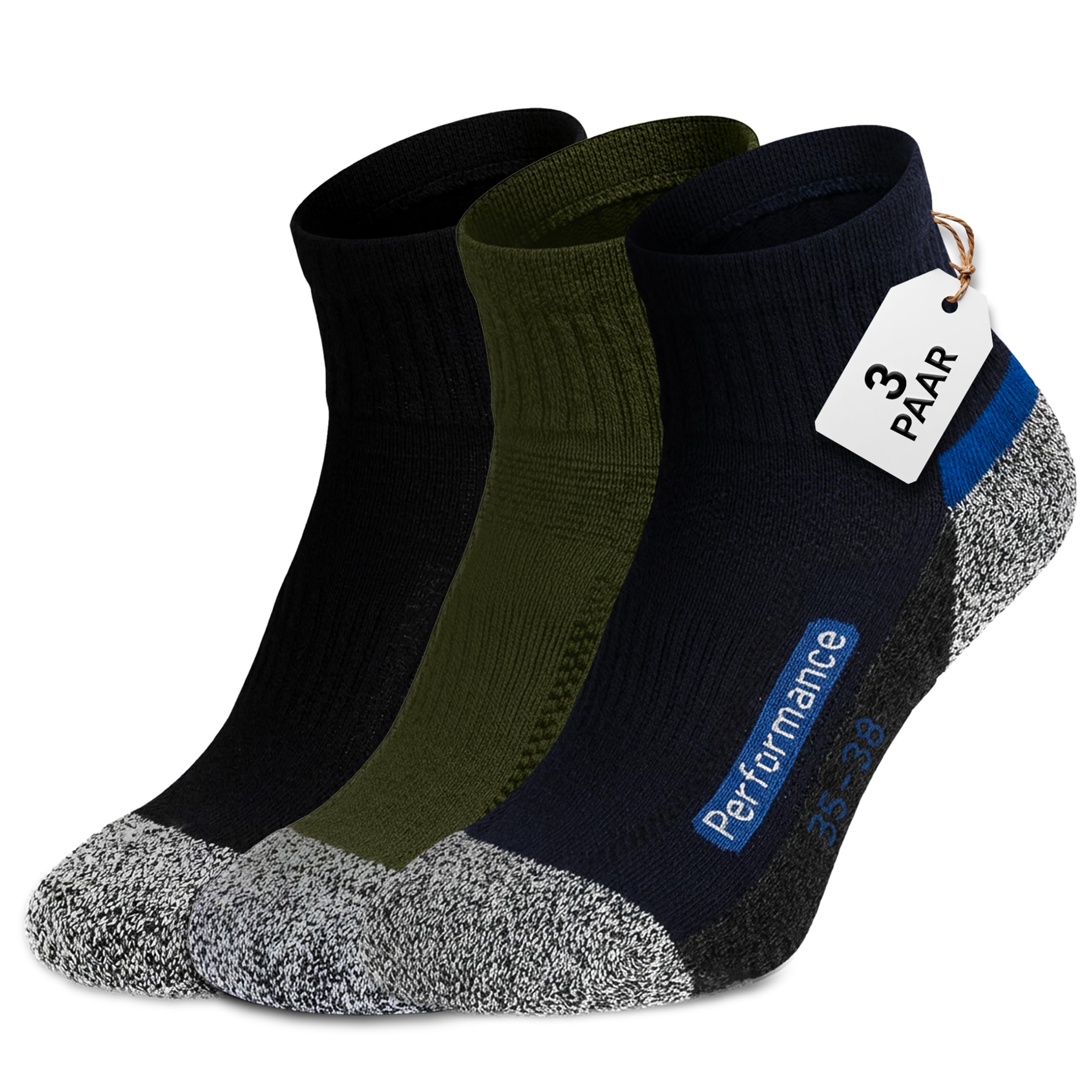 Fiera Besa Trekking Socken Unisex – Wandersocken aus Baumwolle für Damen & Herren – Atmungsaktive Outdoor Socken, Hiking Socken, Knöchelhohe, Bequeme Sportsocken mit Verstärkter Ferse & Spitze
