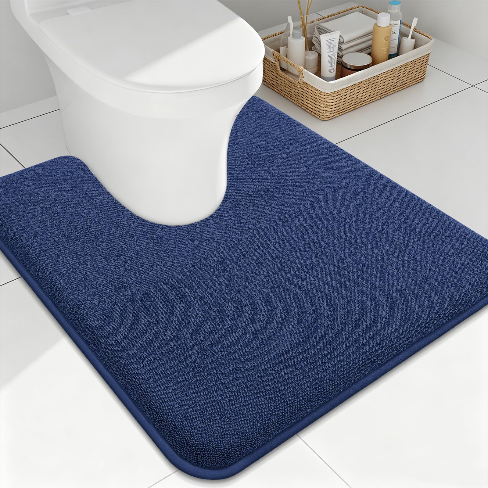 Smiry Smiry Memory Foam Toilet Rugs U Shaped 24x24, Extra Soft Bath Mat