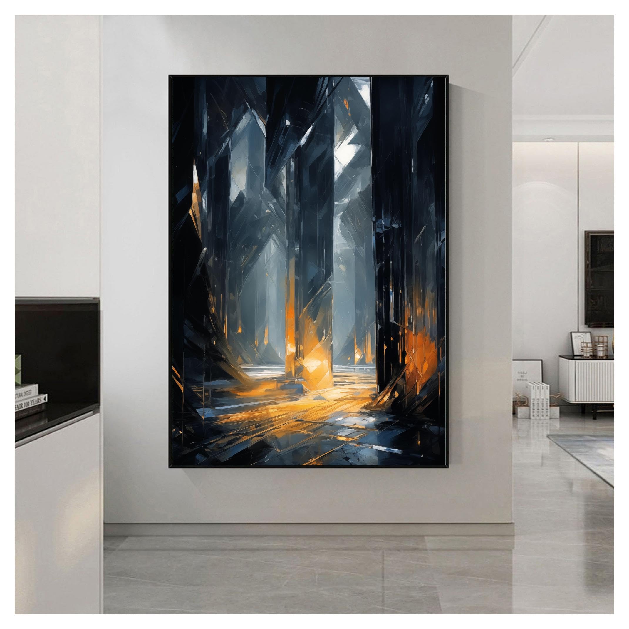 Cuadros de pared de lujo para dormitorio con arte industrial azul y oro (30x50cm) 8
