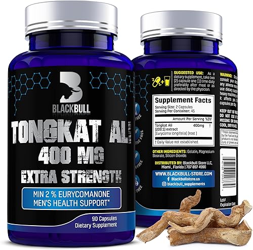Extracto de Tongkat Ali 400 mg - Eurycoma Longifolia, Tongkat Ali para hombres 90 cápsulas, suministro de 45 días, apoya la energía, la resistencia