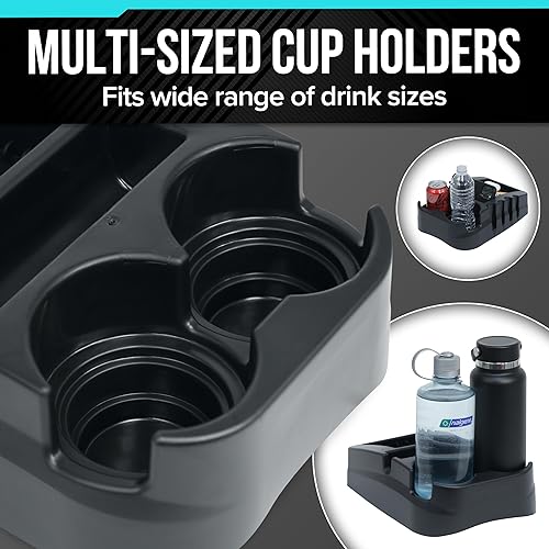 Miniatura 5 de Consola central universal de piso para automóvil con soportes dobles para tazas, organizador de almacenamiento de consola central portátil,