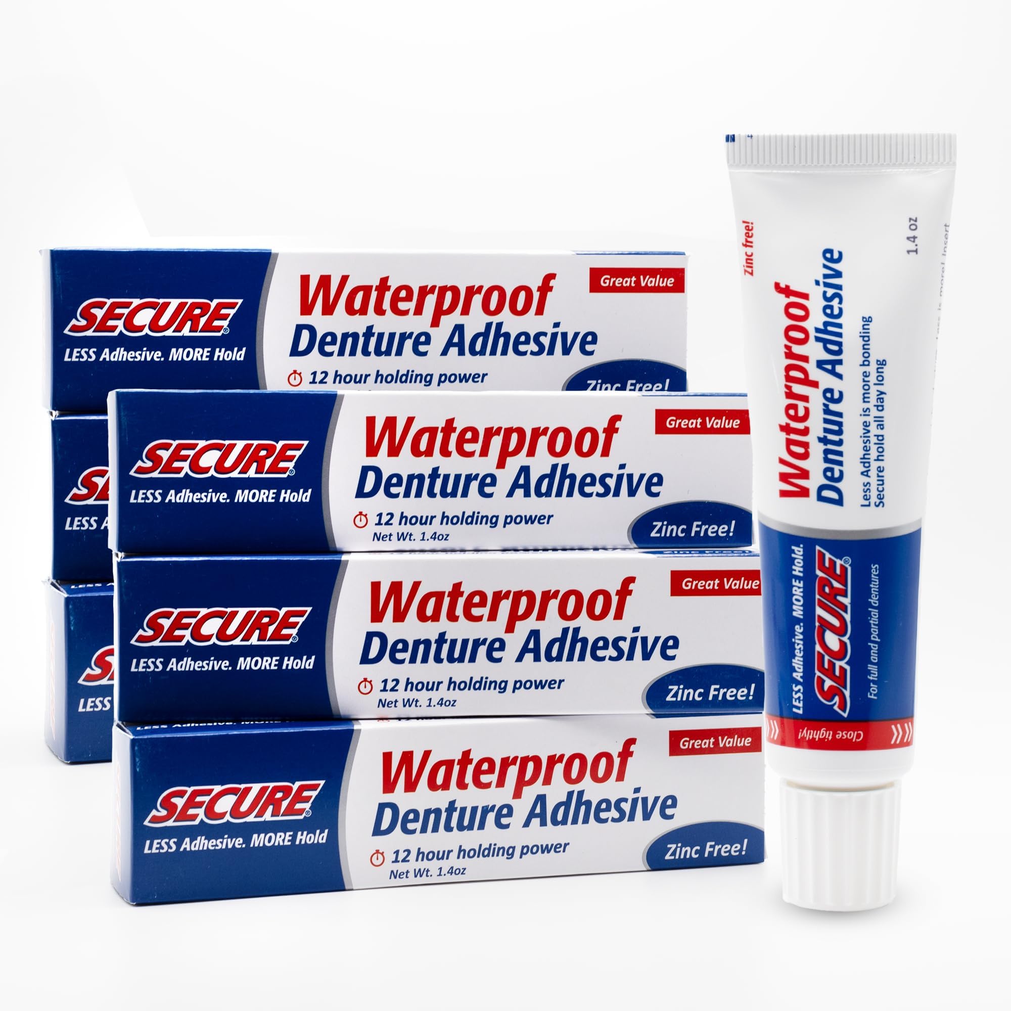 Waterproof Denture Adhesive 6 x 35g - Zinc Free Denture Glue