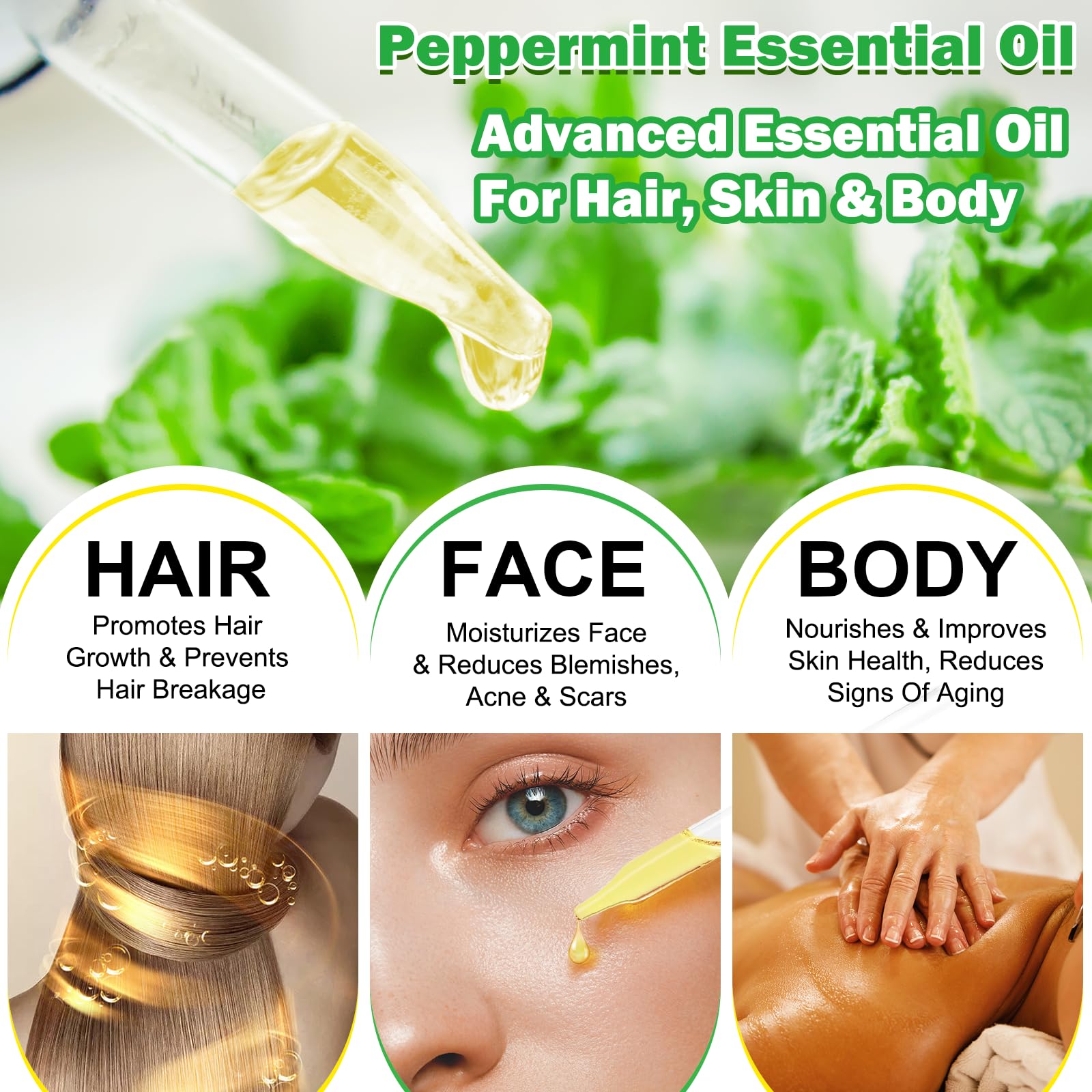 Olio essenziale di menta piperita,peppermint oil,olio menta piperita capelli,olio di menta piperita per relax,capelli e miscele corpo 60ml