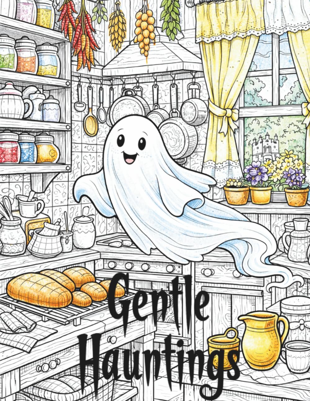 Gentle Hauntings: A Maximal Cottagecore Ghostly Coloring Book for Adults