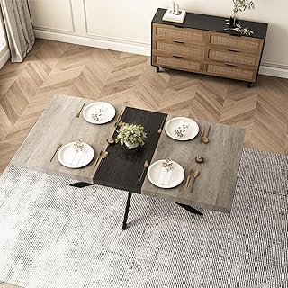 71" Extendable Dining Table for 4-8 People Wooden Dining Room Table Modern Extendable Kitchen Table for Dining Room(Grey)