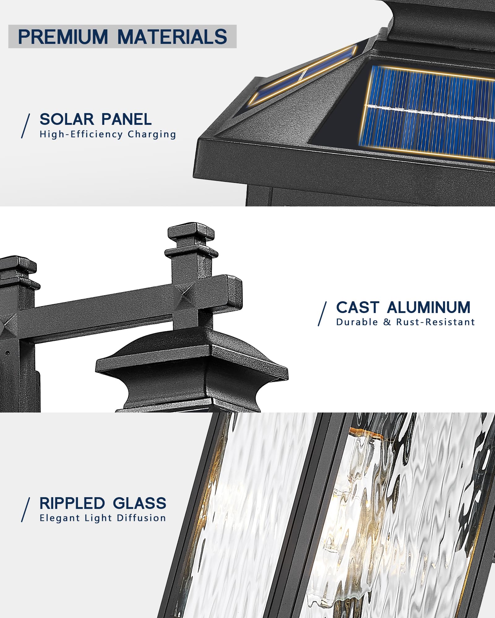 FEMILA Luces de pared alimentadas por energía solar, luces solares de