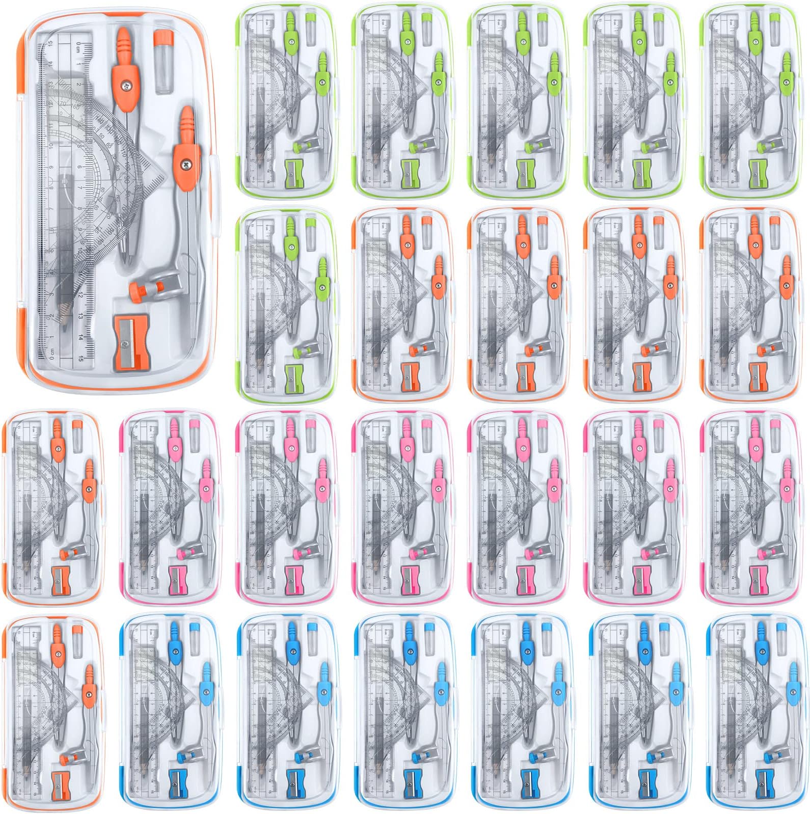 Amazon.com : Teling 24 Sets Math Geometry Kit for Students 10 Pcs ...