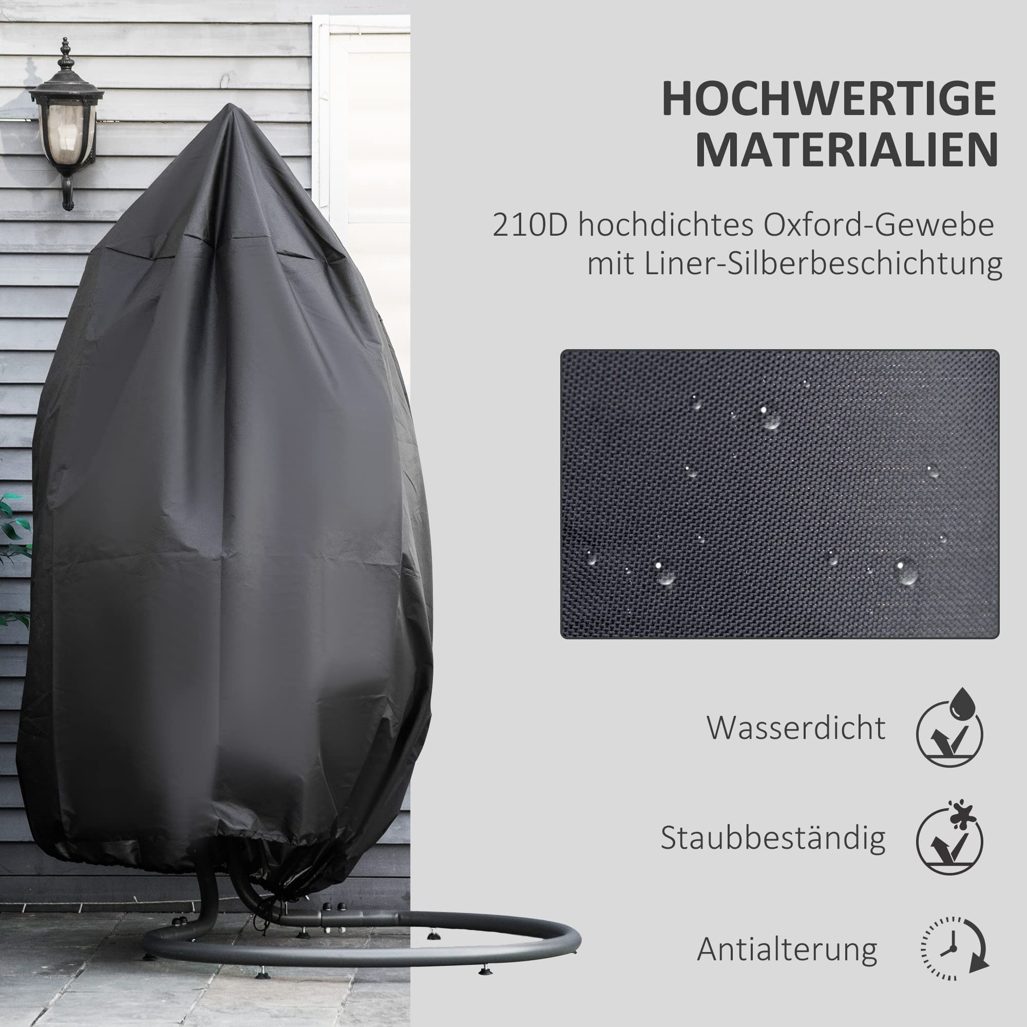 Outsunny Hängesessel Abdeckung Wasserdicht 210D Oxford Outdoor Schutzhülle für Hängekorb Schwingsessel Hängestuhl Schutzhülle Ø115 x 190H cm
