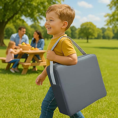 Miniatura 8 de Eiury Asiento elevador de mesa de comedor para niños pequeños de poliuretano lavable impermeable doble cinturón de seguridad antideslizante asiento