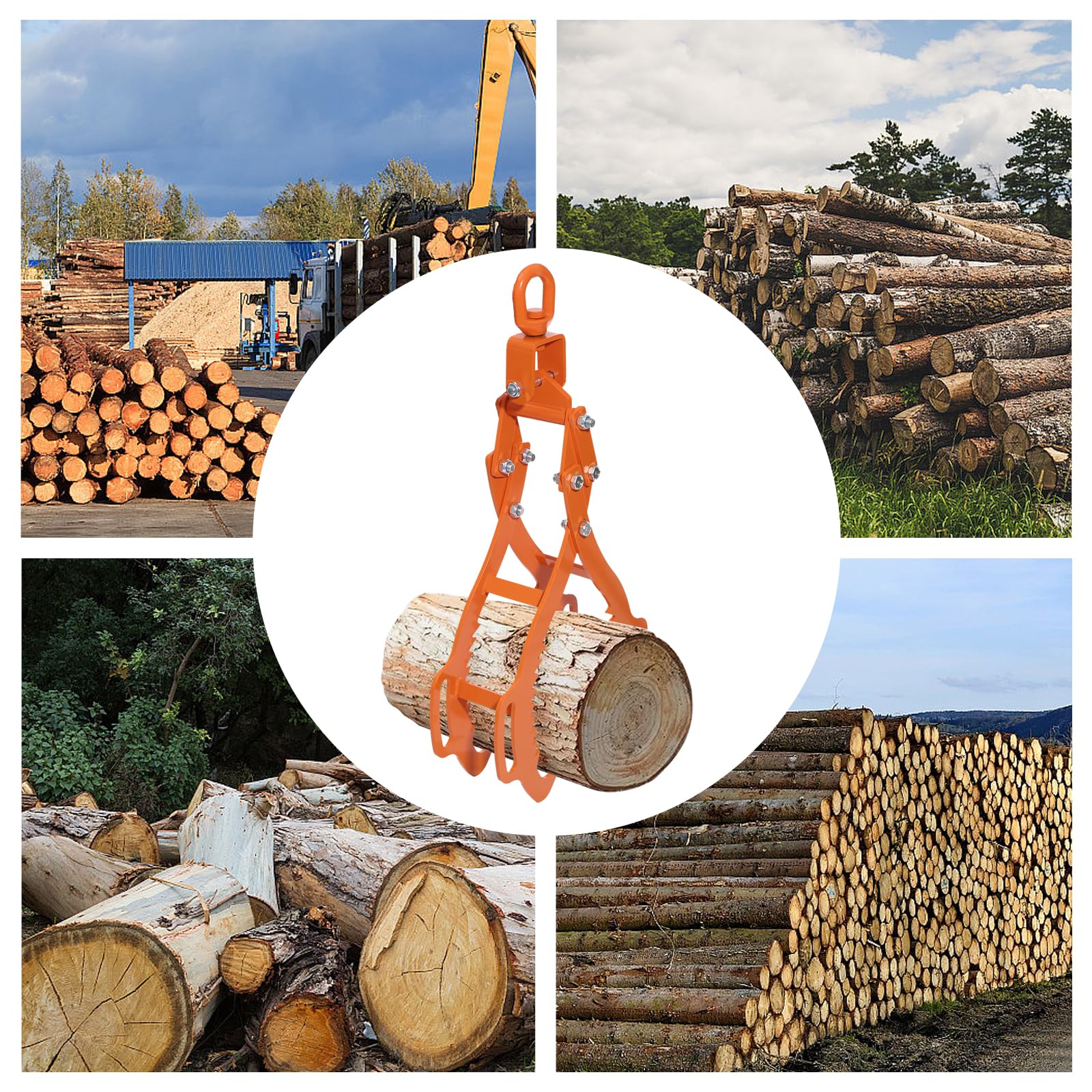 Forstzange für Baumstämme bis 710 mm, 28 Zoll Versetzzange Holzzange Rückezange für Verladearbeiten im Wald Hebezange mit 4 Klemmdornen, Zugkraft bis 1202kg