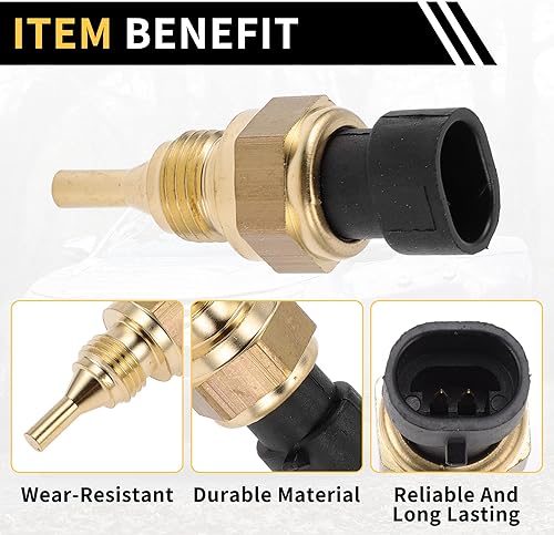 Miniatura 4 de Sensor de temperatura del refrigerante para Ram 2500 2011-2024 Sensor de unidad de envío de temperatura del agua Número 5011852AB tono dorado