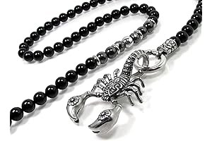 Men's 316L Stainless Steel Scorpion Onyx Beaded Necklace