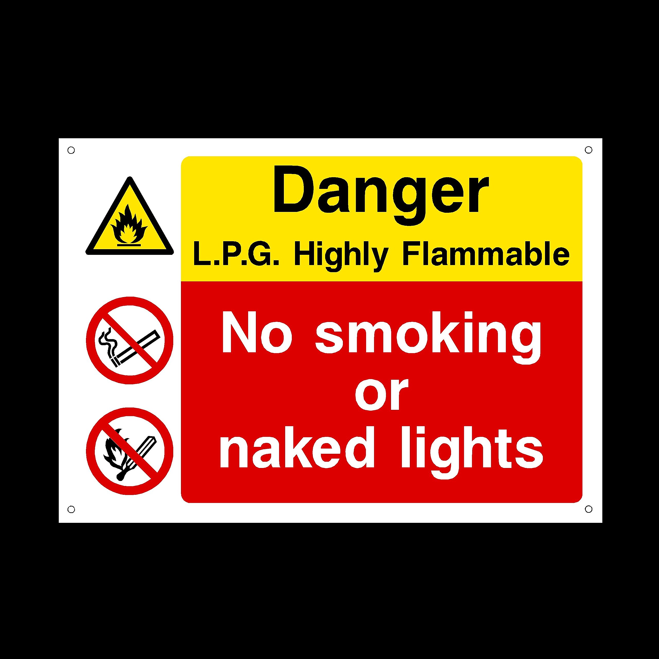 Ussp&S Danger L.p.g Highly Flammable Plastic Sign With 4 Pre-Drilled Holes - No Smoking/Naked Lights/Warning/Hazard (Mp35)