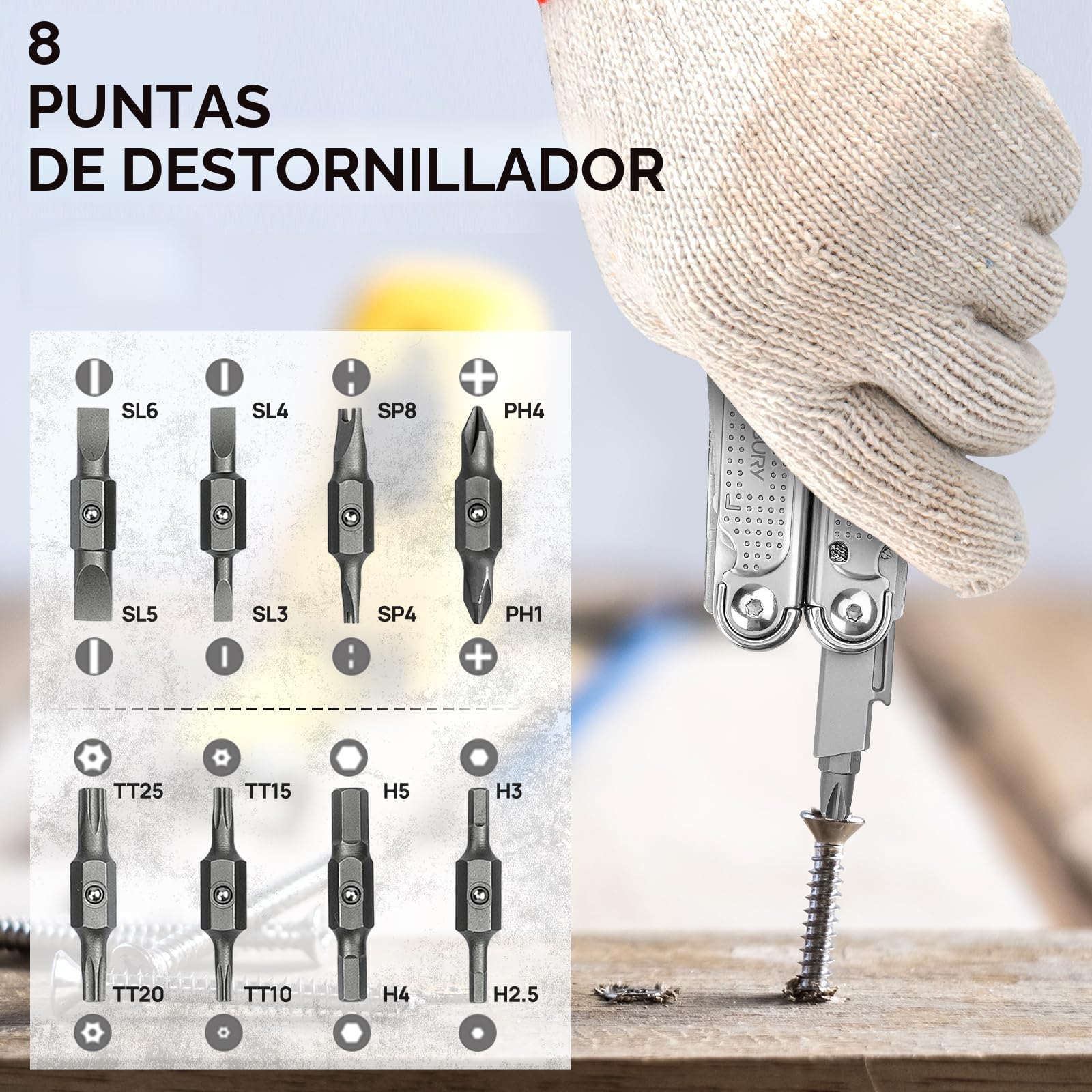 BIBURY Multiherramientas, alicates plegables con hoja de sierra mejorada y bisturí,regalo para hombres,Navaja Multiusos de Acero Inoxidable para la trabajo exterior, camping, reparación - Pro BI2049