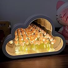 Tulip Lamp, Cloud Flower Light for Bedroom, Cute Aesthetic Table Lamp with DIY Mirror Lighting, Creative Home Décor & Unique Gift for Women and Girls Room Decoration (Not Assamble)