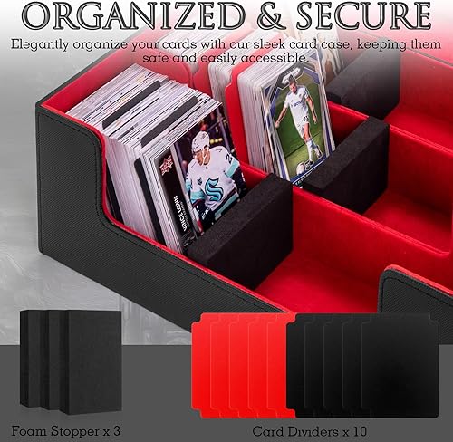 Miniatura 5 de JoyHood Caja de cartas para tarjetas PTCG Team Rocket MTG con 2 divisores por caja de almacenamiento de tarjetas, tamaño grande para más de 100