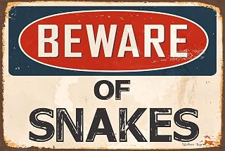 BEWARE OF SNAKES Aluminum 8 x 12 Metal Novelty Vintage Reproduction Danger Sign