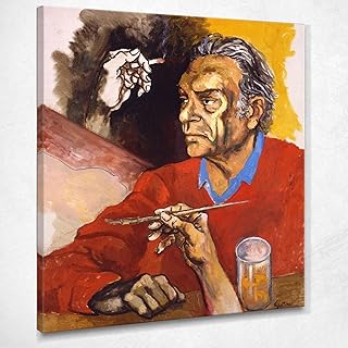 Autoritratto Renato Guttuso Quadro Stampa su Tela Rg1 Alta qualità Certificata Fine Art Giclée, Fatto in Italia, 40x36 cm