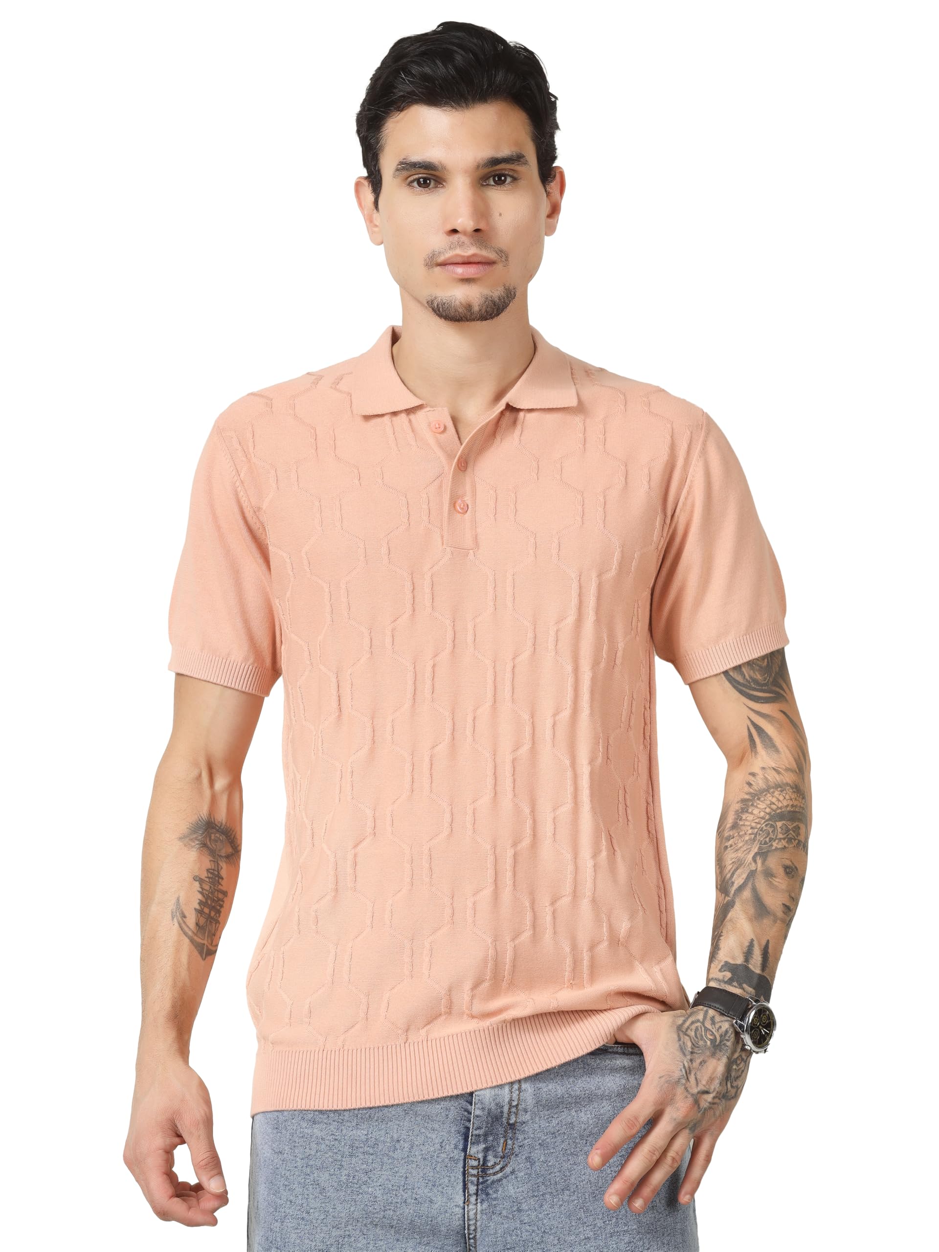 Men’s Knitted Grey Polo T Shirt for Men – 100% Cotton Half Sleev Stylish Fashion Casual Wear Size-S-image-1