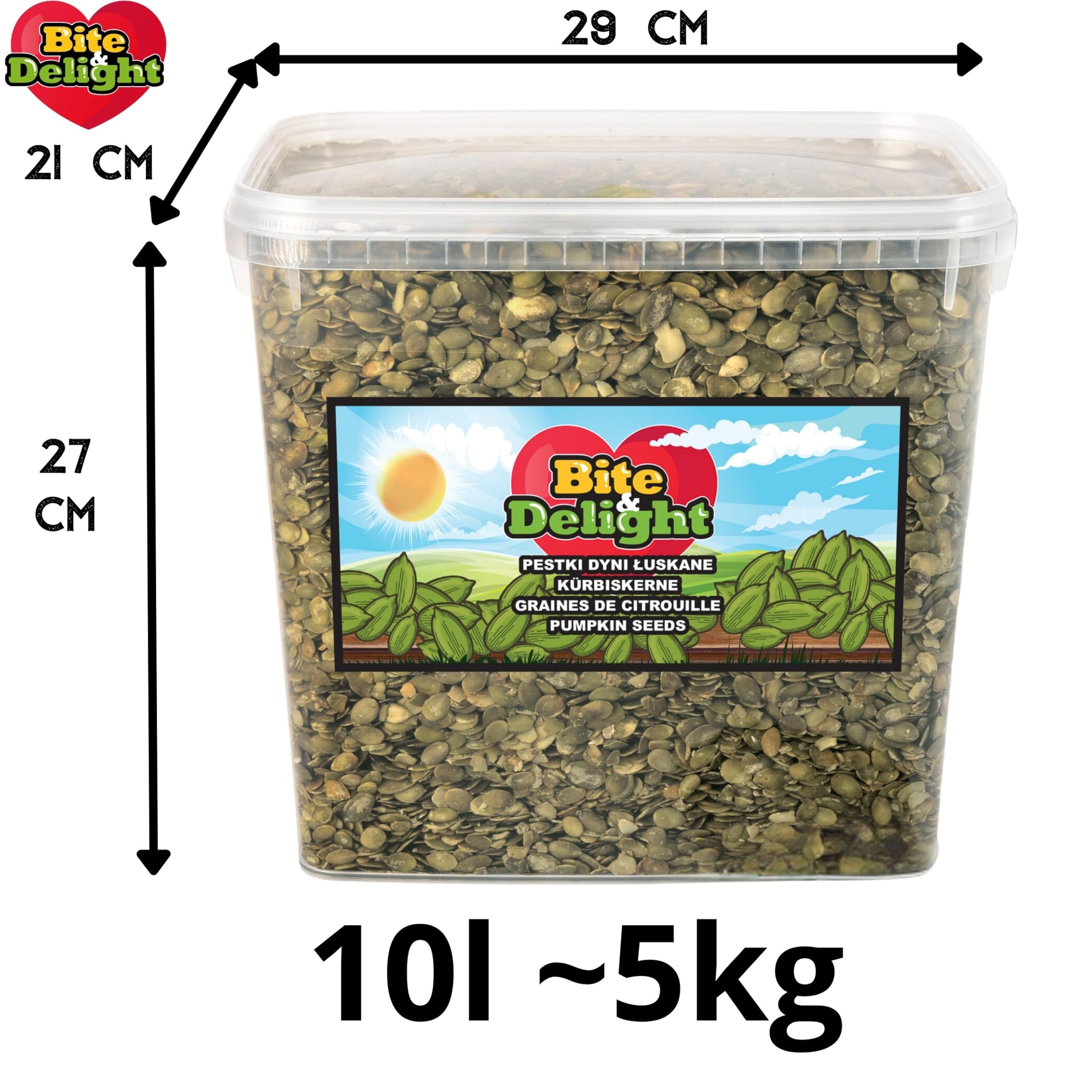 Bite & Delight Kürbiskerne Geschält - Ungesalzen Ungeröstet - Knackige Kürbiskerne - Schalenlos zum Knabbern - Kürbis Kerne Roh ohne Schale - Vegan in Rohkostqualität - Eiweißquelle - 5kg